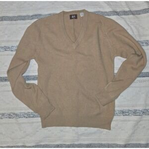 Carmel Cashmere Minimalist V neck Sweater Sz Sm Casual And Cozy Core Basic tan